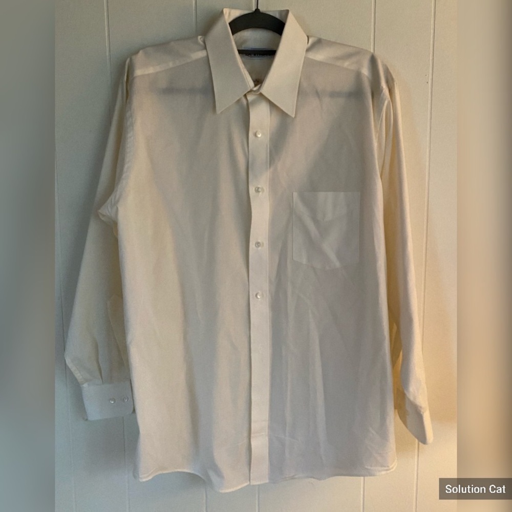 Mens Off White Cotton Blend Button Down Shirt 16 32/33 Damon